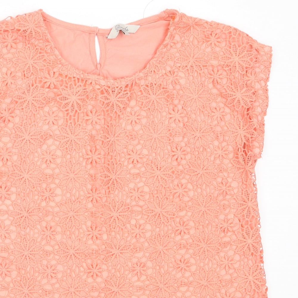 Peacocks Womens Pink  Polyester Basic T-Shirt Size 12 Round Neck