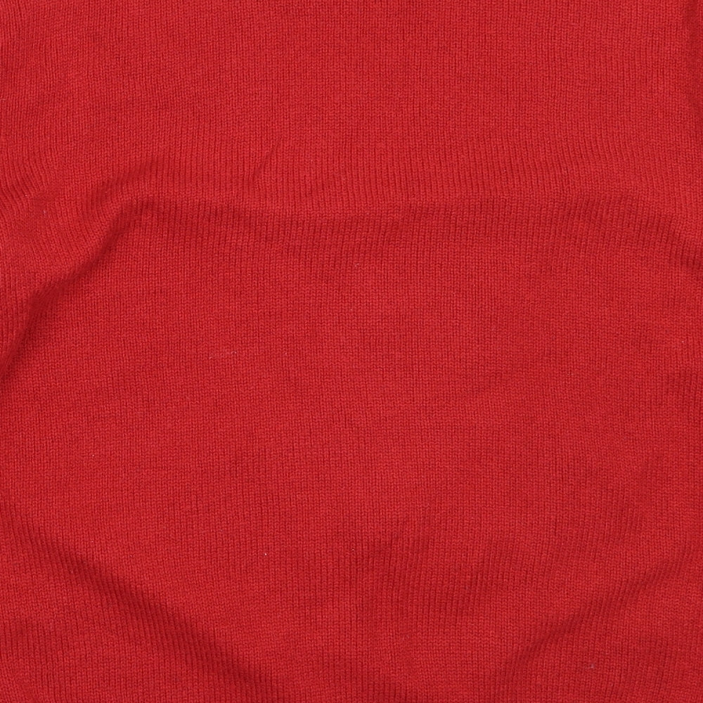 George Mens Red Round Neck  Acrylic Pullover Jumper Size L   - Christmas Rudolph