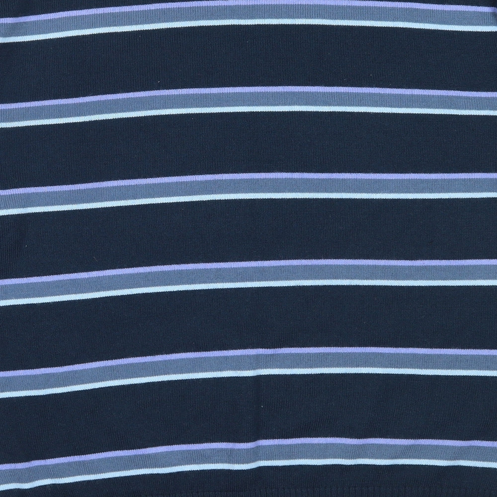 Pierre Cardin Mens Blue Round Neck Striped Acrylic Pullover Jumper Size M