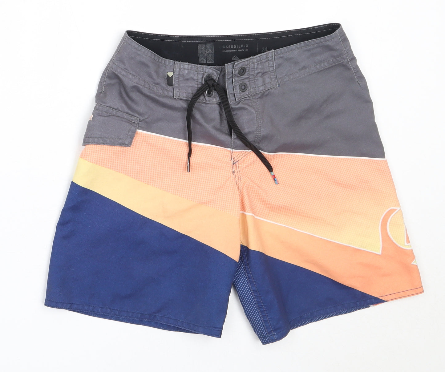Quiksilver Boys Grey Colourblock Polyester Bermuda Shorts Size M  Regular