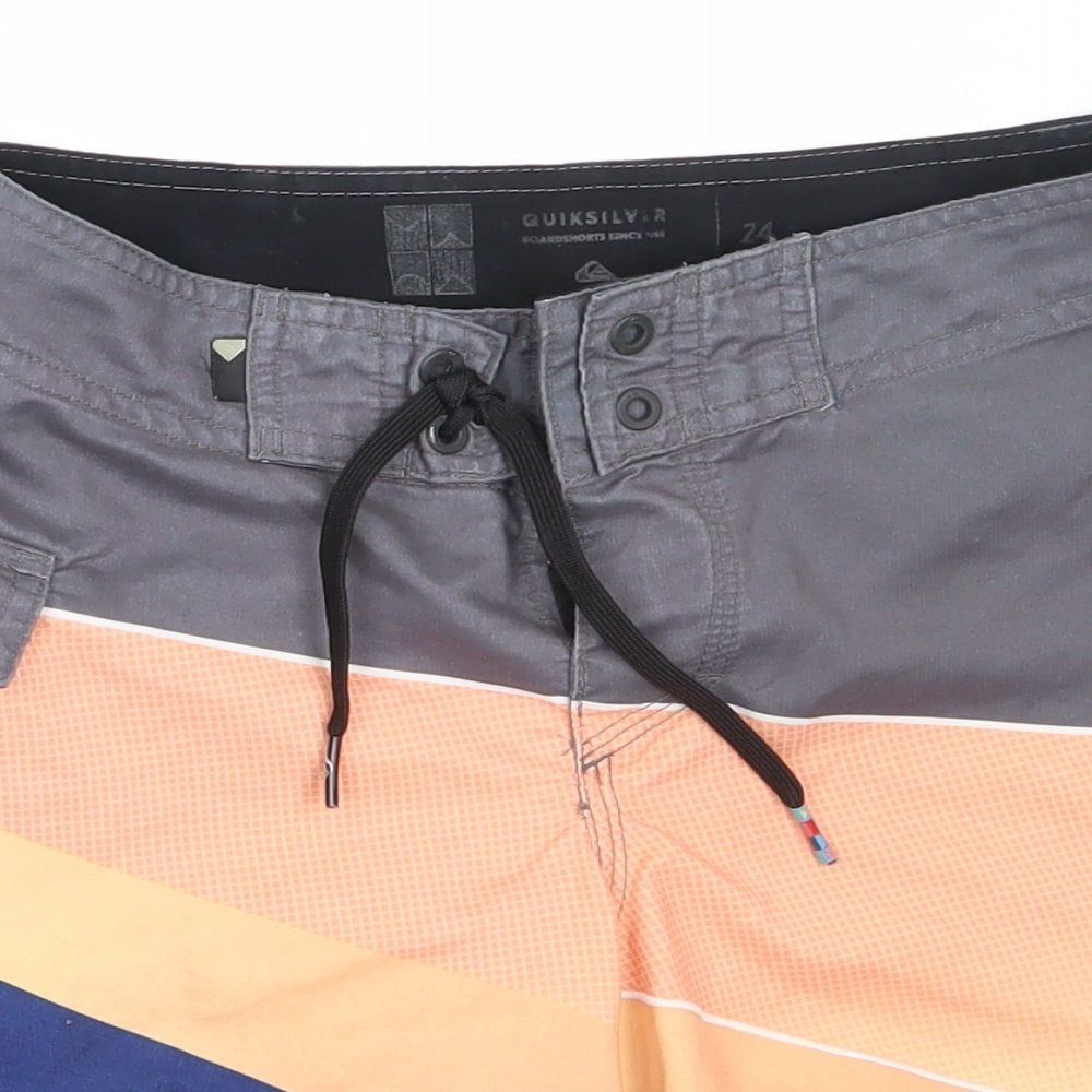 Quiksilver Boys Grey Colourblock Polyester Bermuda Shorts Size M  Regular