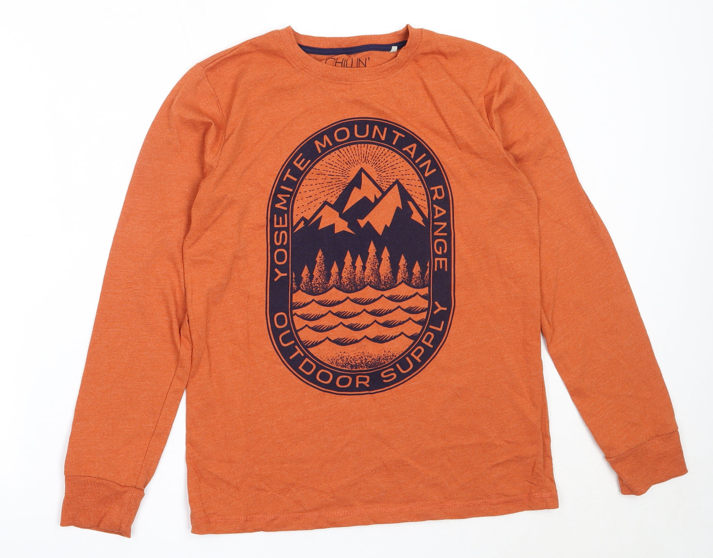 NEXT Boys Orange  Cotton Basic T-Shirt Size 13 Years Round Neck