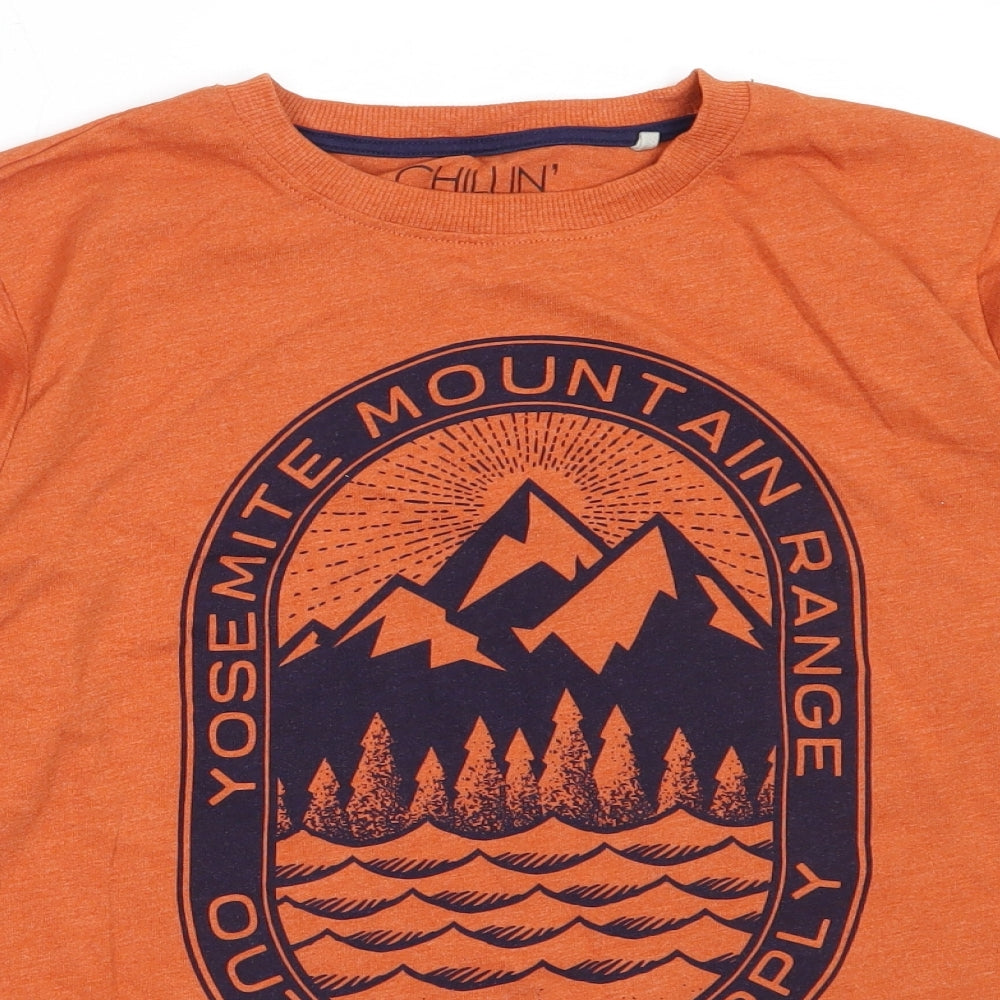 NEXT Boys Orange  Cotton Basic T-Shirt Size 13 Years Round Neck