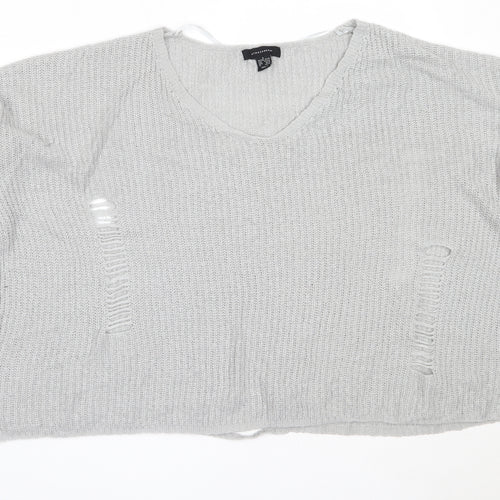 Atmosphere Womens Grey V-Neck  Acrylic Pullover Jumper Size L