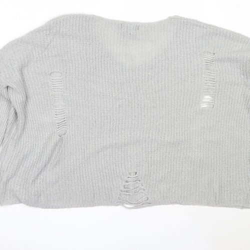 Atmosphere Womens Grey V-Neck  Acrylic Pullover Jumper Size L
