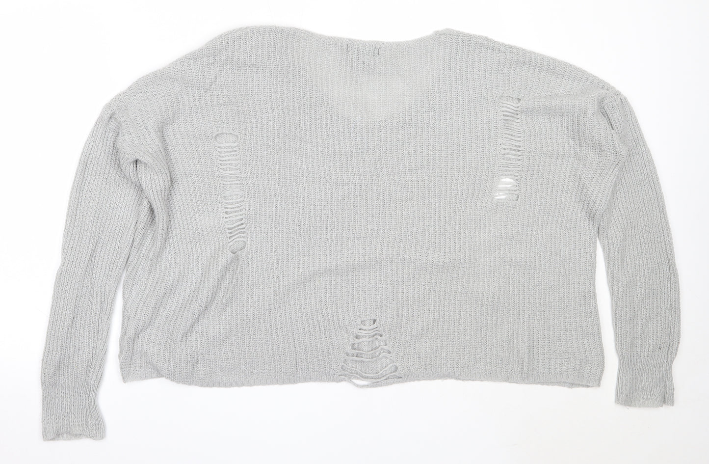 Atmosphere Womens Grey V-Neck  Acrylic Pullover Jumper Size L