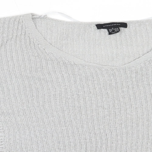 Atmosphere Womens Grey V-Neck  Acrylic Pullover Jumper Size L