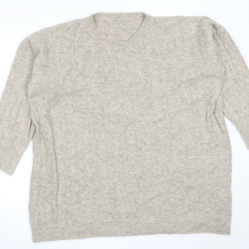 SheIn Womens Beige Round Neck  Acrylic Pullover Jumper Size L