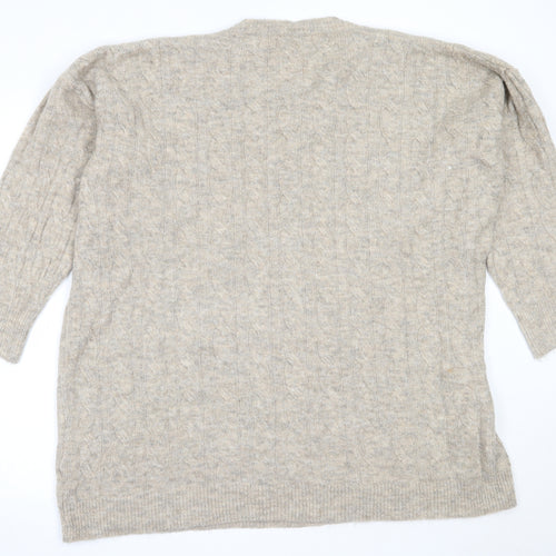 SheIn Womens Beige Round Neck  Acrylic Pullover Jumper Size L