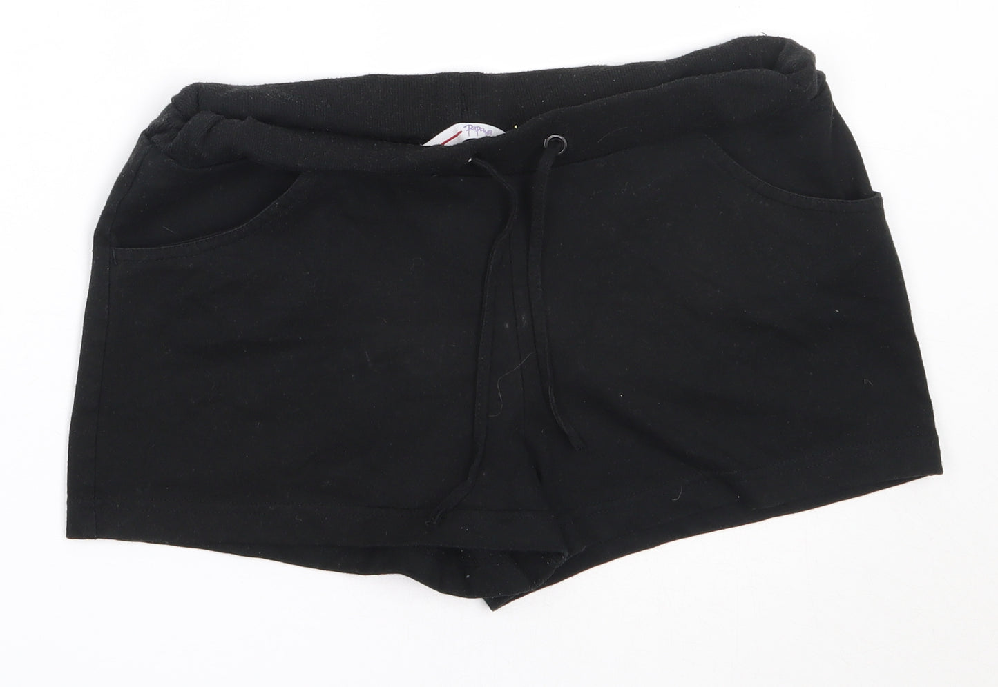 Papaya Womens Black  Polyester Hot Pants Shorts Size 14  Regular