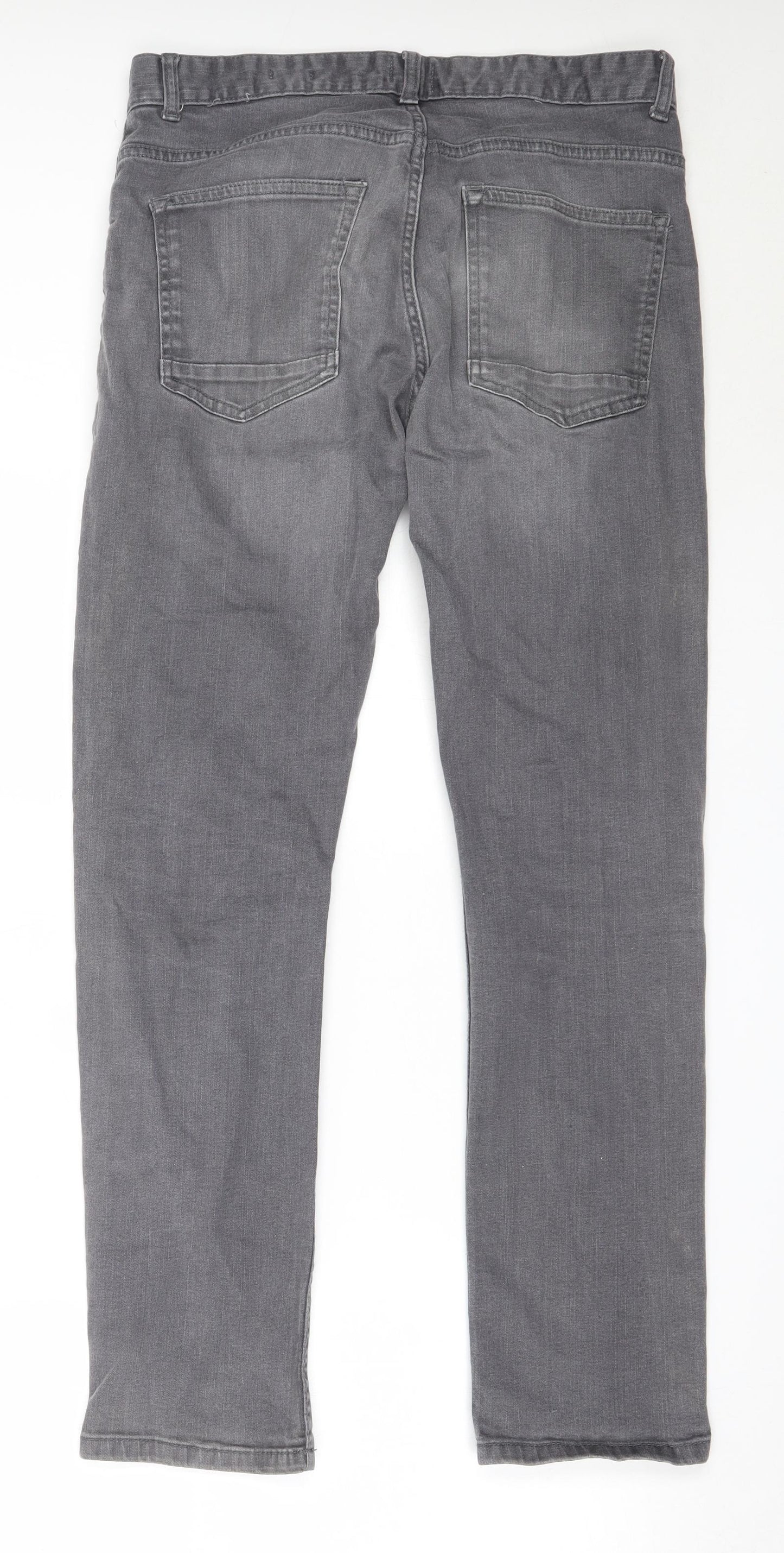 Easy Mens Grey  Cotton Straight Jeans Size 32 in L31 in Slim