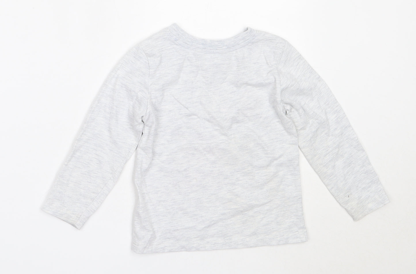 Primark Boys Grey  Cotton Basic T-Shirt Size 2-3 Years Round Neck