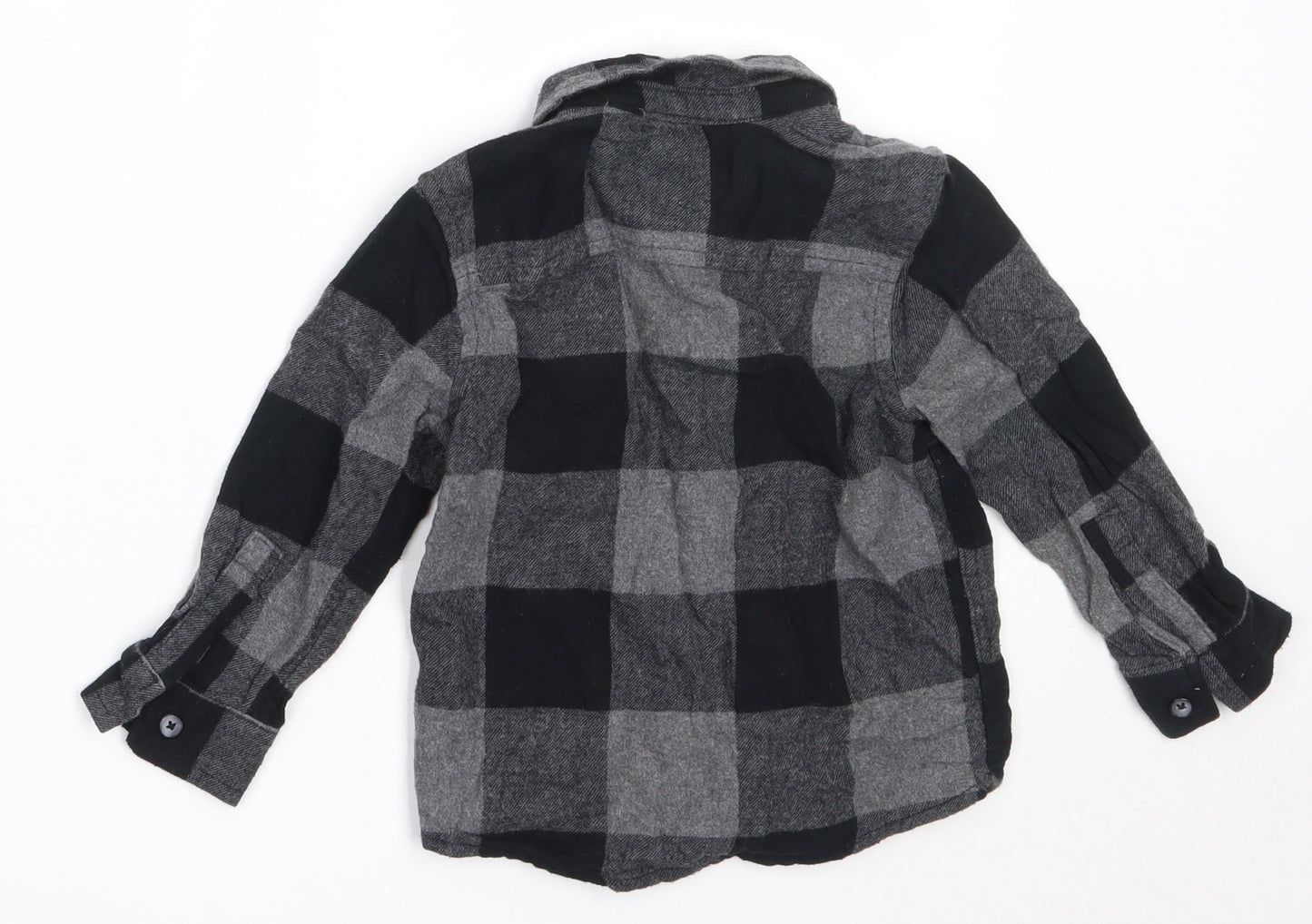 F&F Boys Grey Check Cotton Basic Button-Up Size 2-3 Years Collared
