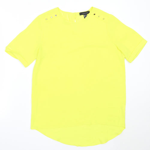 Atmosphere Womens Yellow  Polyester Basic Blouse Size 10 Round Neck
