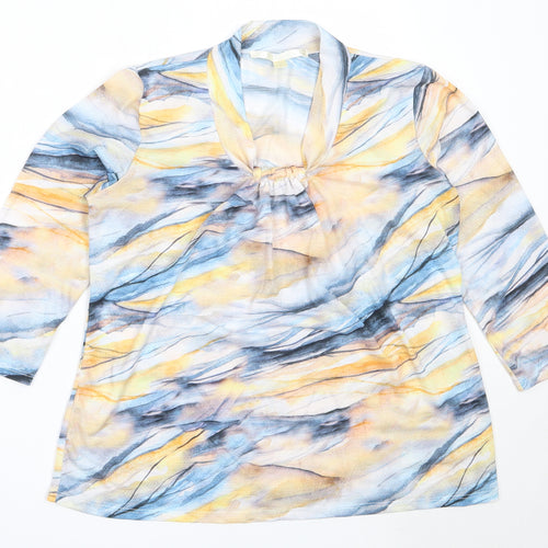 Preworn Womens Blue  Polyester Basic Blouse Size M Round Neck