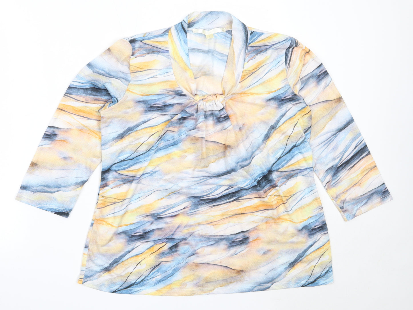 Preworn Womens Blue  Polyester Basic Blouse Size M Round Neck