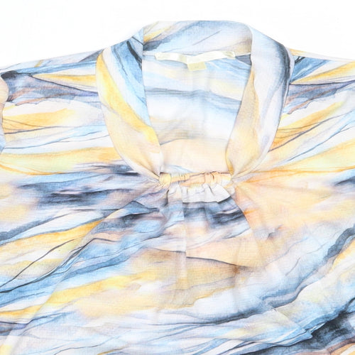 Preworn Womens Blue  Polyester Basic Blouse Size M Round Neck