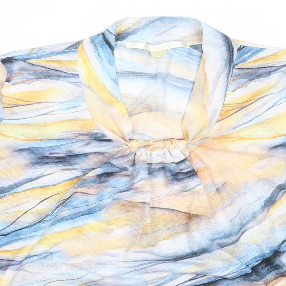 Preworn Womens Blue  Polyester Basic Blouse Size M Round Neck
