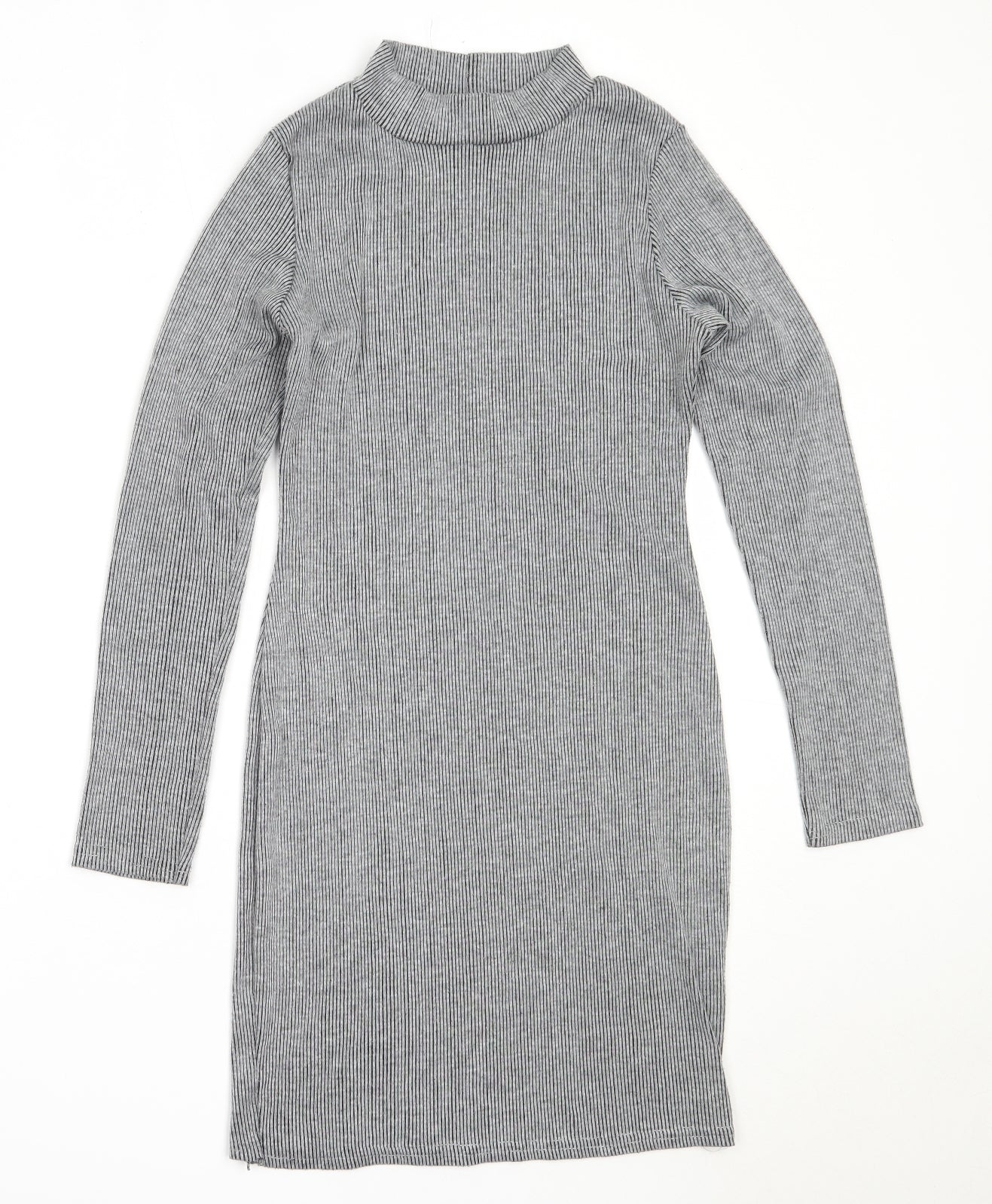 Graffic Womens Grey  Polyester Bodycon  Size 8  Round Neck