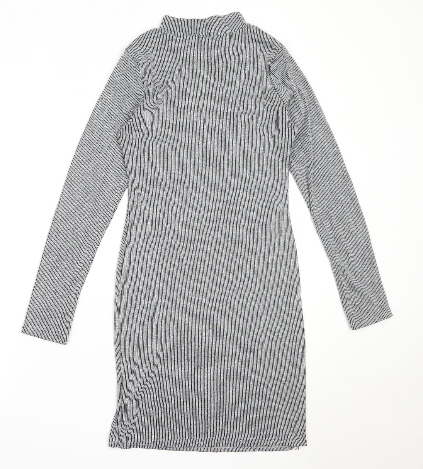 Graffic Womens Grey  Polyester Bodycon  Size 8  Round Neck