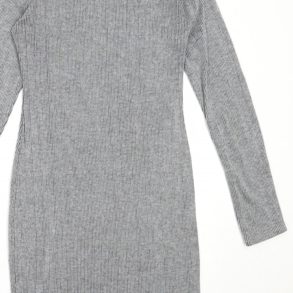 Graffic Womens Grey  Polyester Bodycon  Size 8  Round Neck