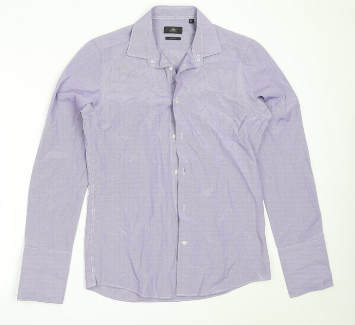 NEXT Mens Blue Polyester Button-Up Size 15.5 Collared