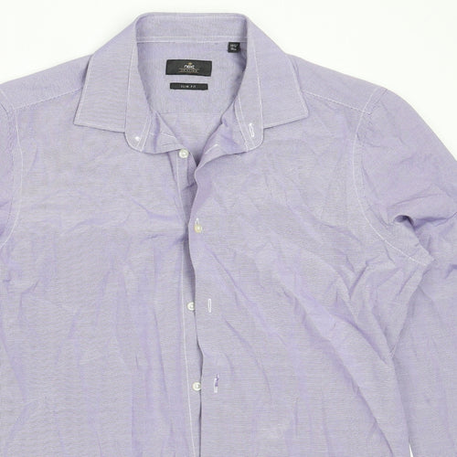 NEXT Mens Blue  Polyester  Button-Up Size 15.5 Collared
