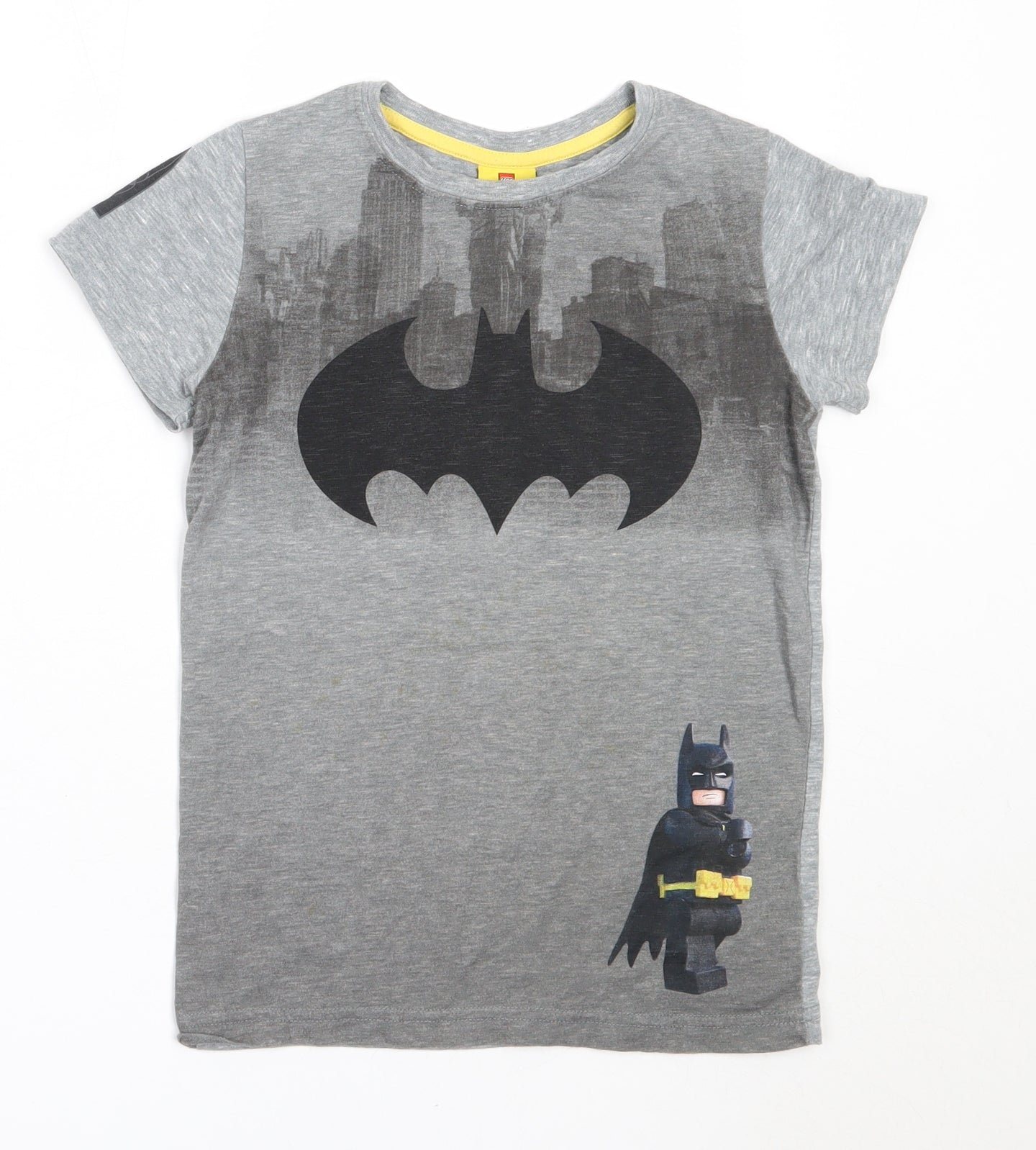 NEXT Boys Grey  Cotton Basic T-Shirt Size 7 Years Round Neck  - Lego Batman