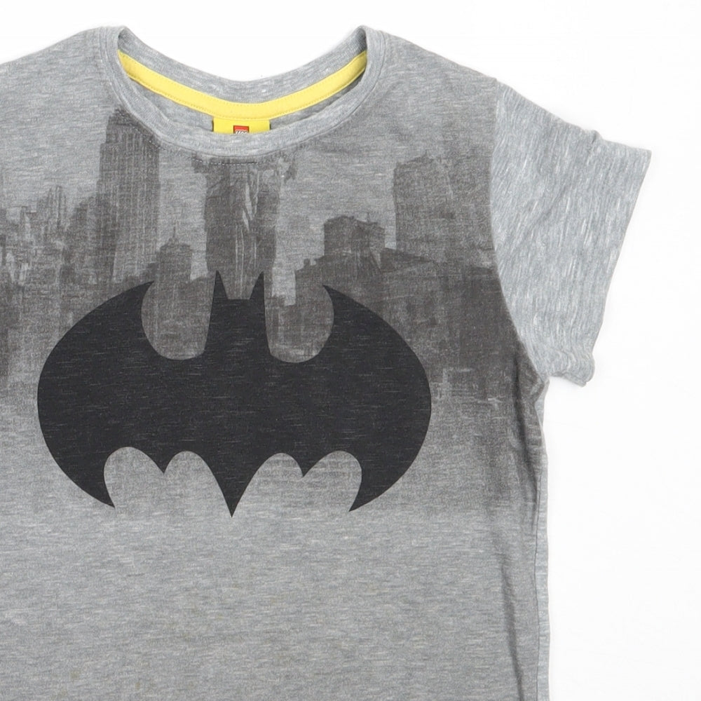 NEXT Boys Grey  Cotton Basic T-Shirt Size 7 Years Round Neck  - Lego Batman