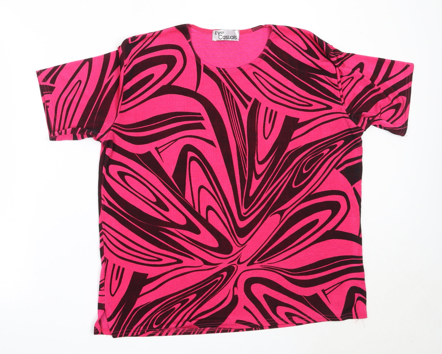 Eye Casuals Womens Pink Geometric Polyester Basic Blouse Size XL Round Neck