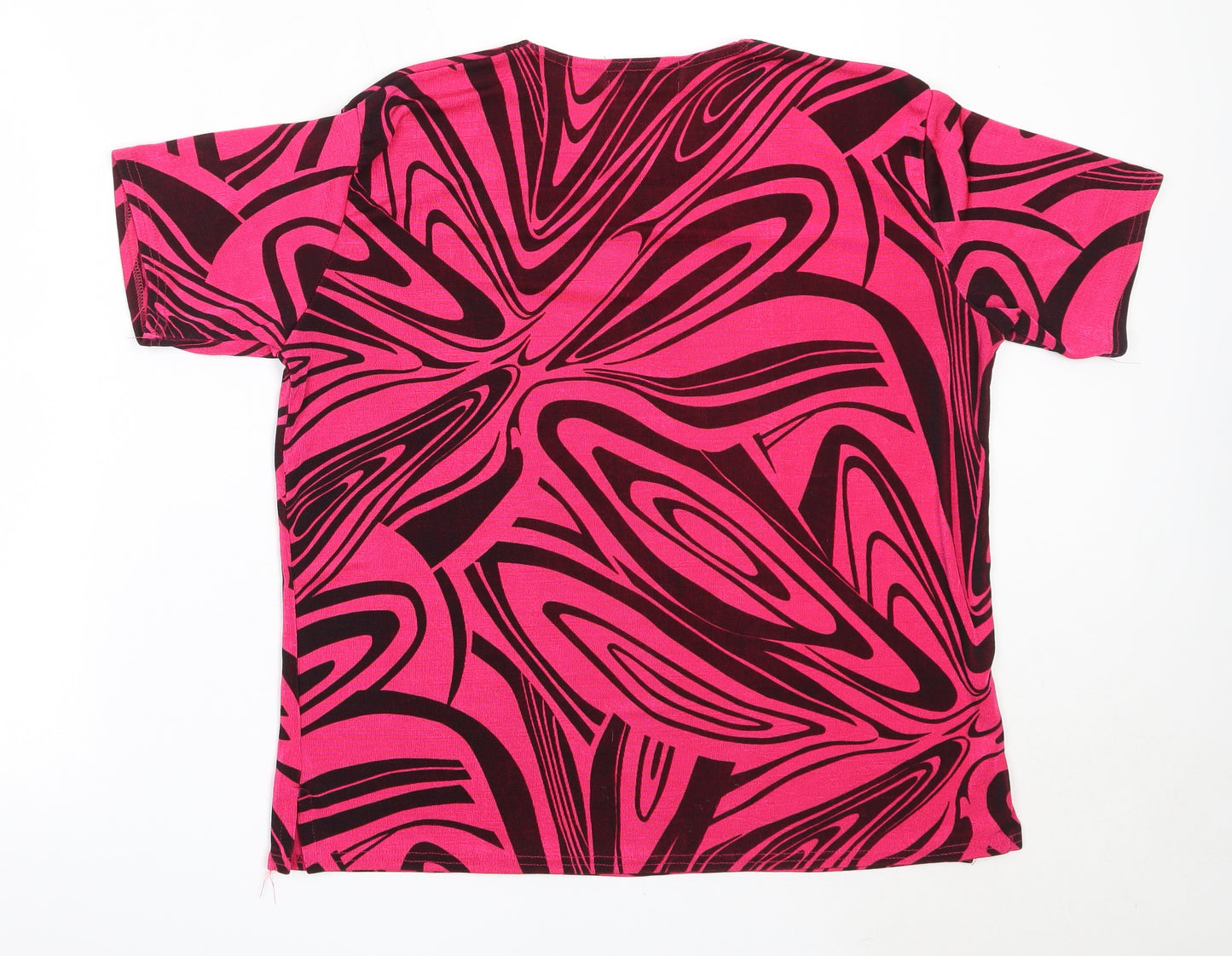 Eye Casuals Womens Pink Geometric Polyester Basic Blouse Size XL Round Neck