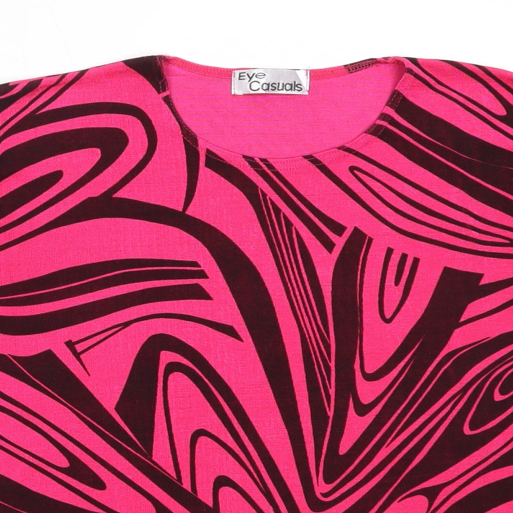 Eye Casuals Womens Pink Geometric Polyester Basic Blouse Size XL Round Neck