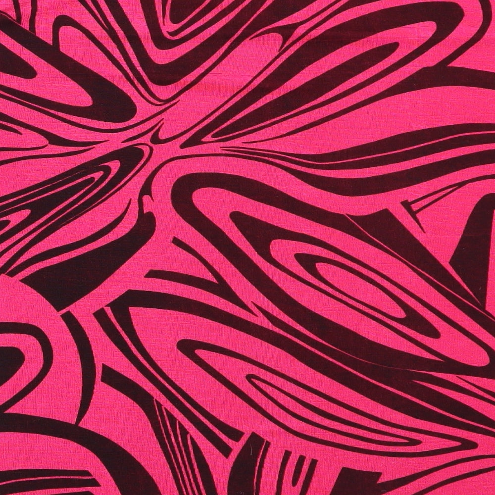 Eye Casuals Womens Pink Geometric Polyester Basic Blouse Size XL Round Neck