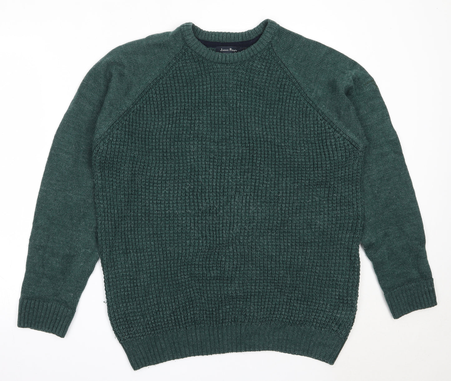 James Pringle Mens Green Round Neck  Acrylic Pullover Jumper Size L