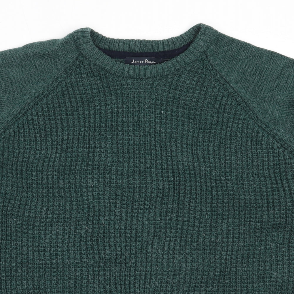 James Pringle Mens Green Round Neck  Acrylic Pullover Jumper Size L