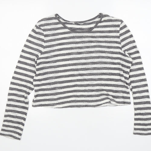 TU Womens Multicoloured Round Neck Striped Cotton Pullover Jumper Size 14