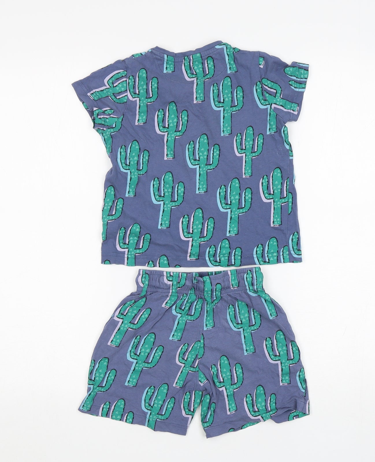 M&S Boys Grey Floral Cotton  Pyjama Set Size 3-4 Years