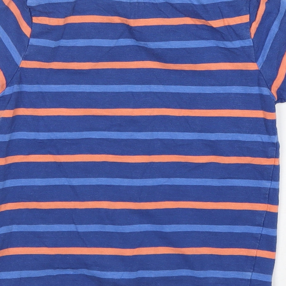 M&S Boys Multicoloured Striped Cotton Basic T-Shirt Size 3-4 Years Round Neck