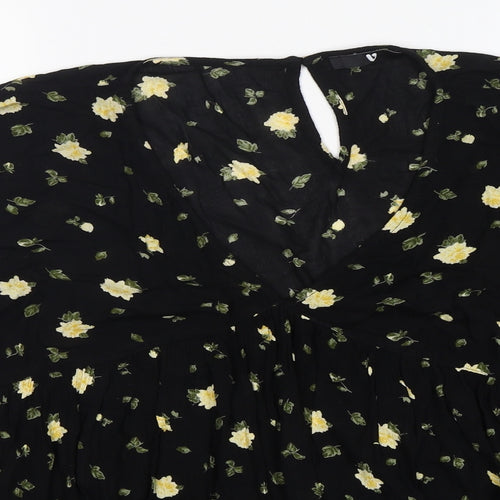 Very Womens Blue Floral Viscose Basic Blouse Size 18 V-Neck