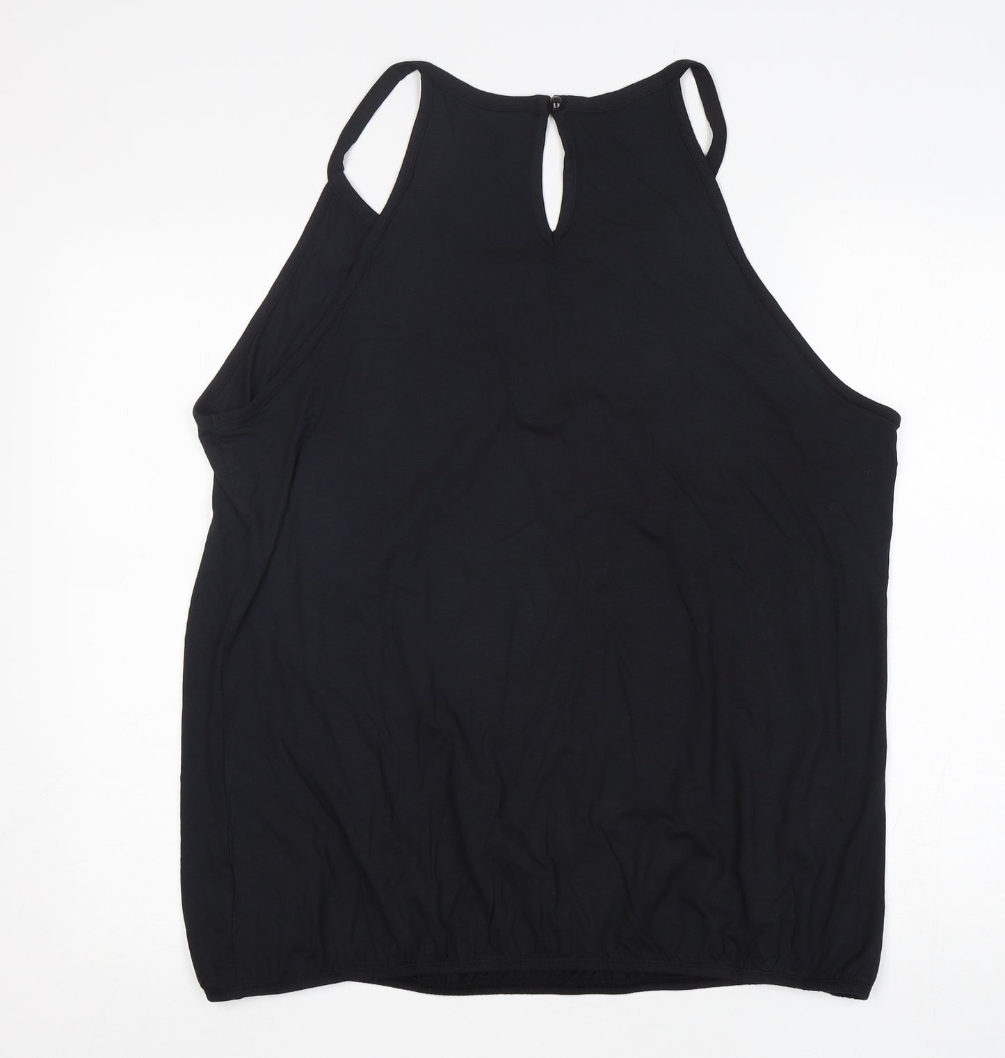 Body Flirt Womens Black Floral Viscose Basic Tank Size XL Round Neck
