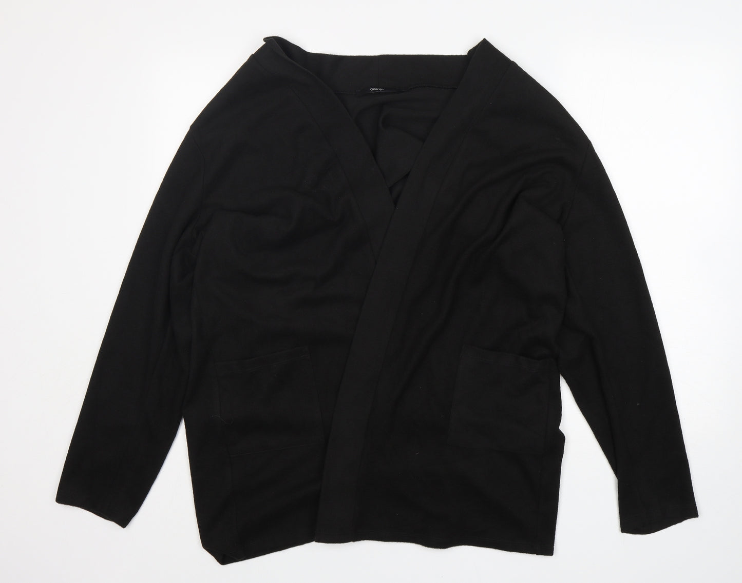 George Womens Black V-Neck  Polyester Cardigan Jumper Size 20