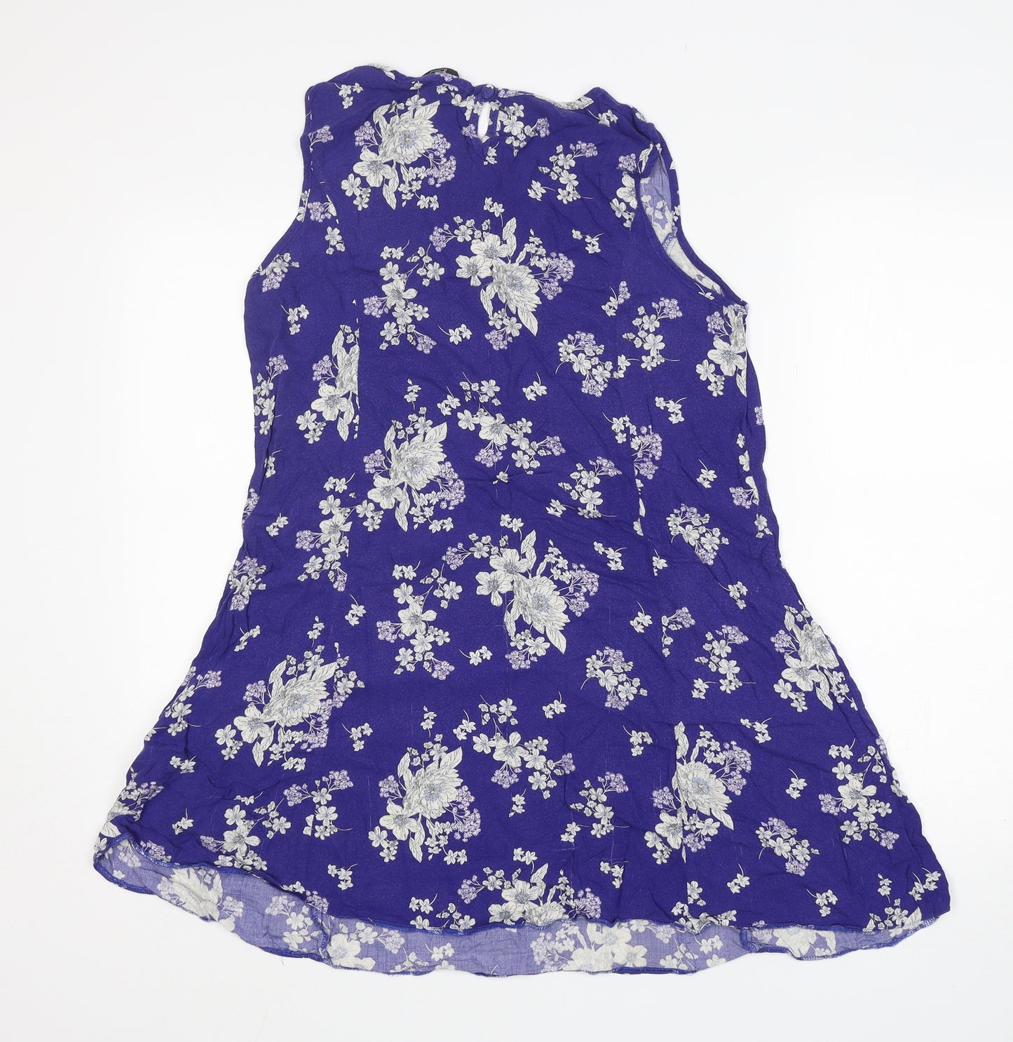 F&F Womens Blue Floral Viscose Basic Tank Size 14 Round Neck