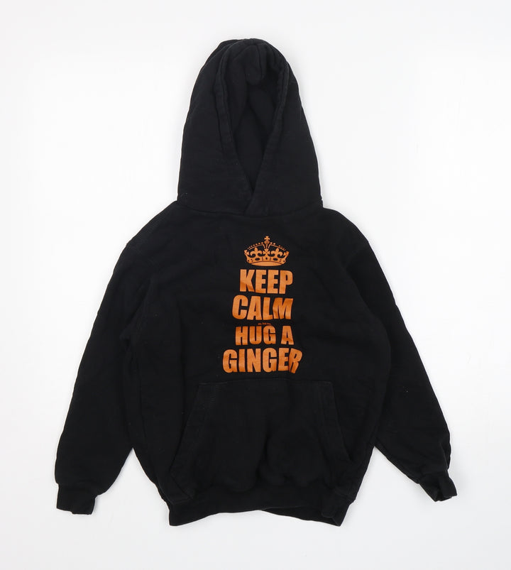 B&C Boys Black Cotton Pullover Hoodie Size 10 Years - Keep Calm and Hug A ginger