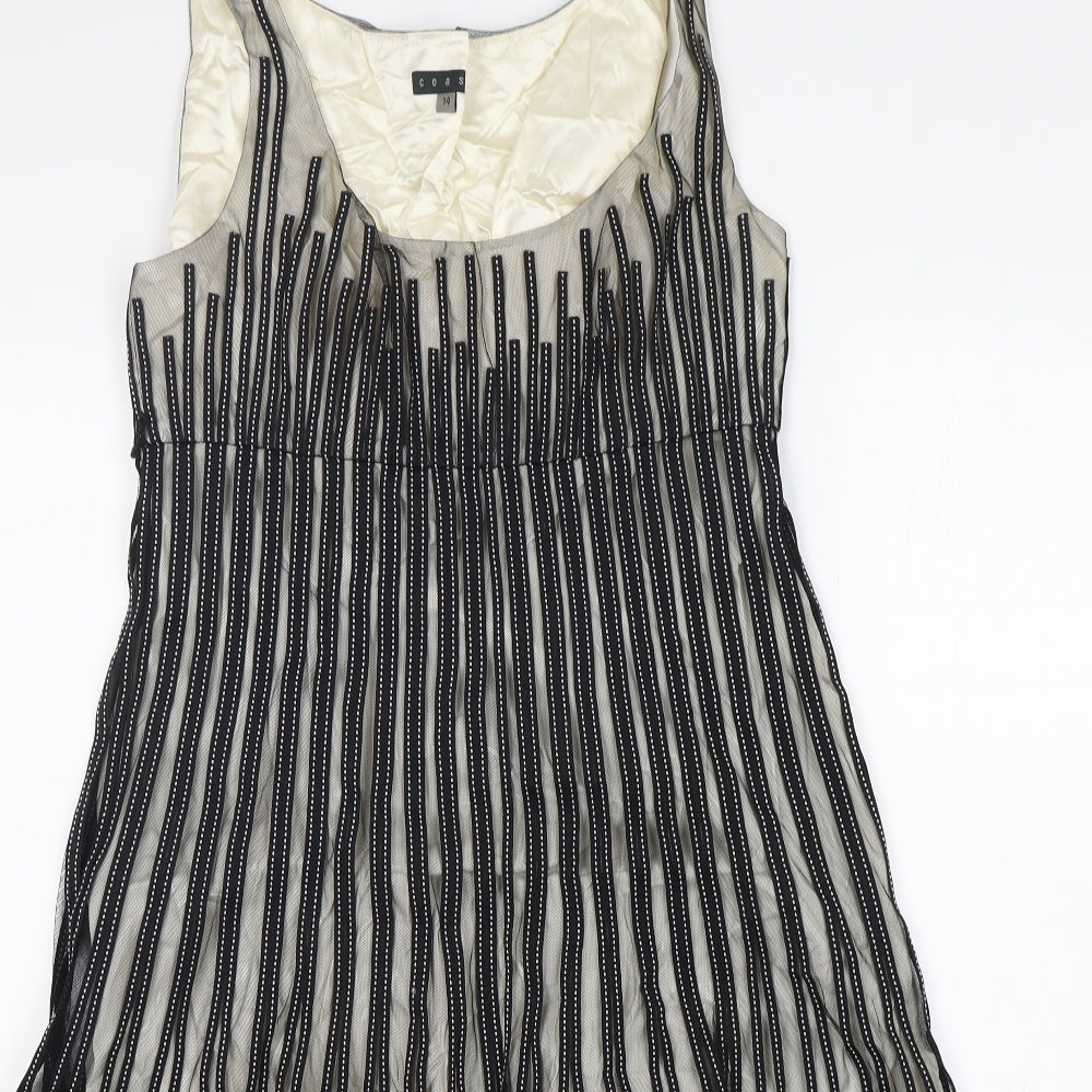 Coast Womens Multicoloured Striped Polyester A-Line  Size 14  Round Neck