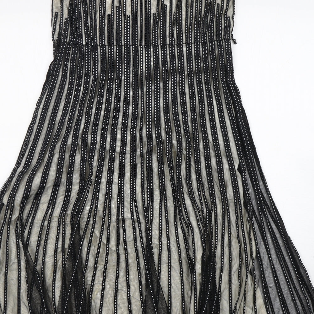 Coast Womens Multicoloured Striped Polyester A-Line  Size 14  Round Neck