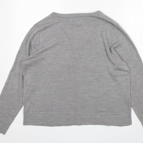 Papaya Womens Grey Round Neck  Acrylic Pullover Jumper Size 20