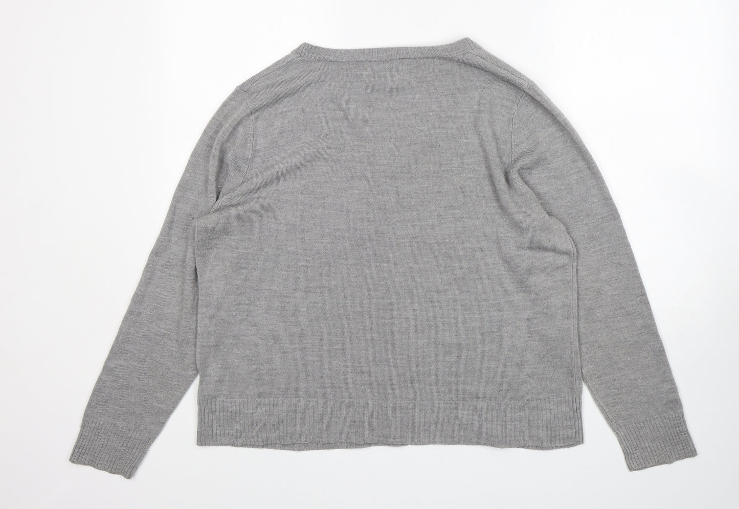 Papaya Womens Grey Round Neck  Acrylic Pullover Jumper Size 20