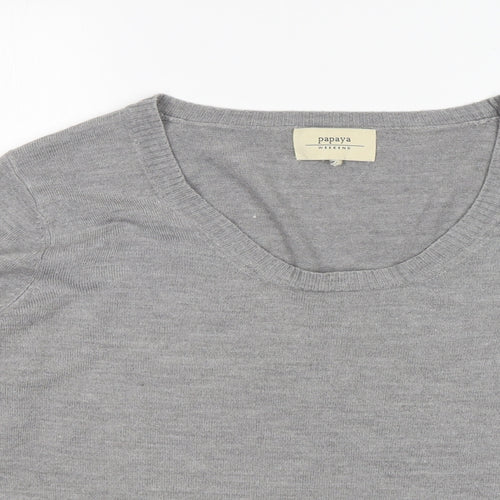 Papaya Womens Grey Round Neck  Acrylic Pullover Jumper Size 20