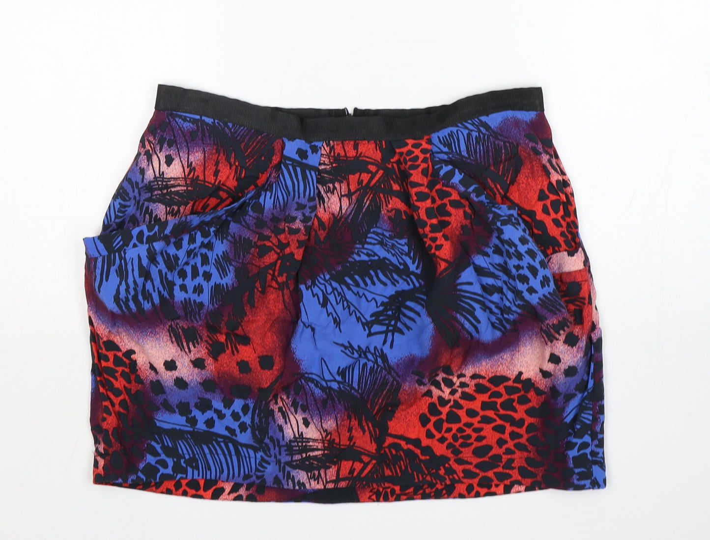 Topshop Womens Multicoloured Animal Print Viscose Mini Skirt Size 14