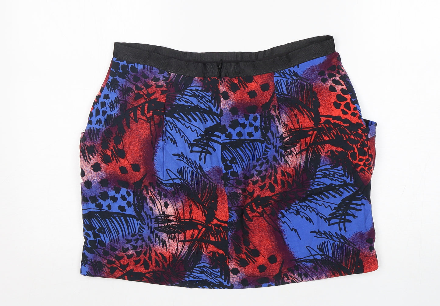 Topshop Womens Multicoloured Animal Print Viscose Mini Skirt Size 14